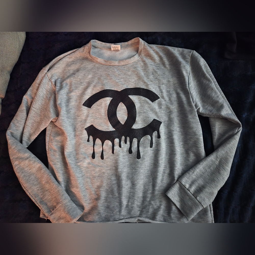Gray Sweatshirt with Black Logo